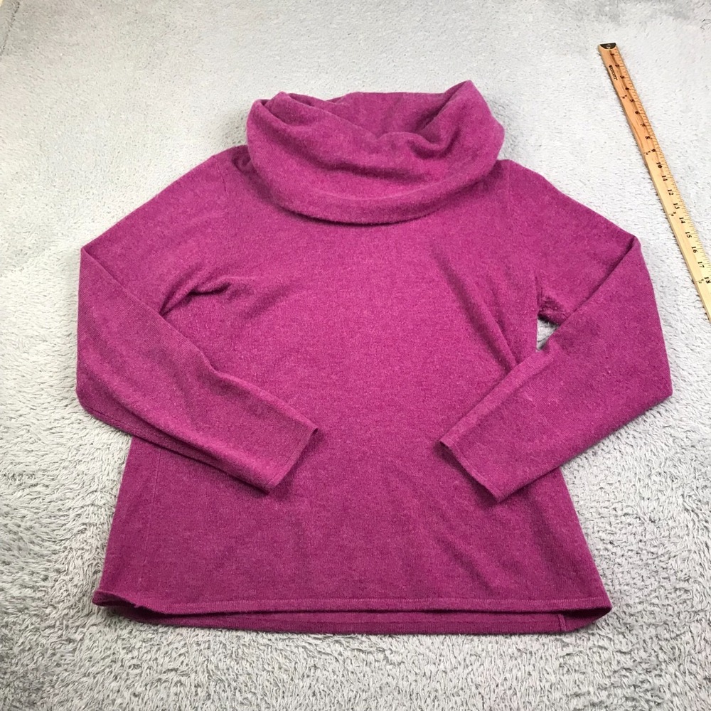 Sundance Cashmere Sweater Womens XL Magenta Purple Cowl Neck Pullover *Flaw